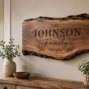 Black Walnut Live Edge Family Plaque