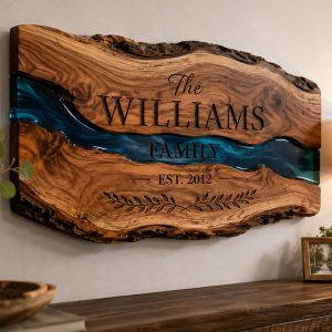 Canarywood Resin River Name Sign