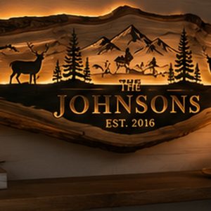 Live Edge LED Mountain Sign