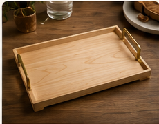 Maple Serving Tray with Brass Handles