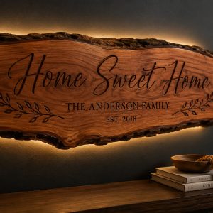 Purpleheart LED Backlit Family Sign