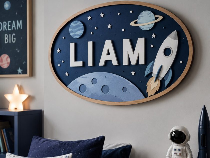 Space Explorer Layered Name Sign